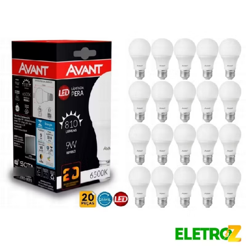 Kit Lâmpada 9w Pera Bulbo Led E27 Bivolt Branco Frio Led - R$49,90.