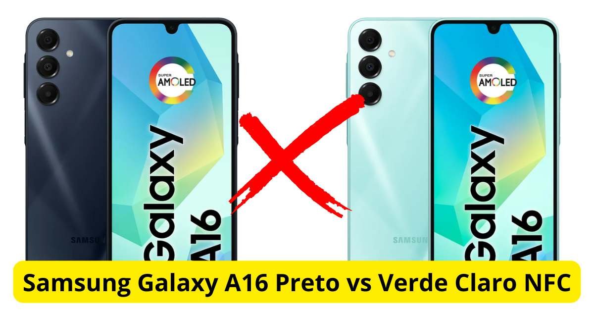 Comparativo Samsung Galaxy A16 Preto vs Verde Claro NFC