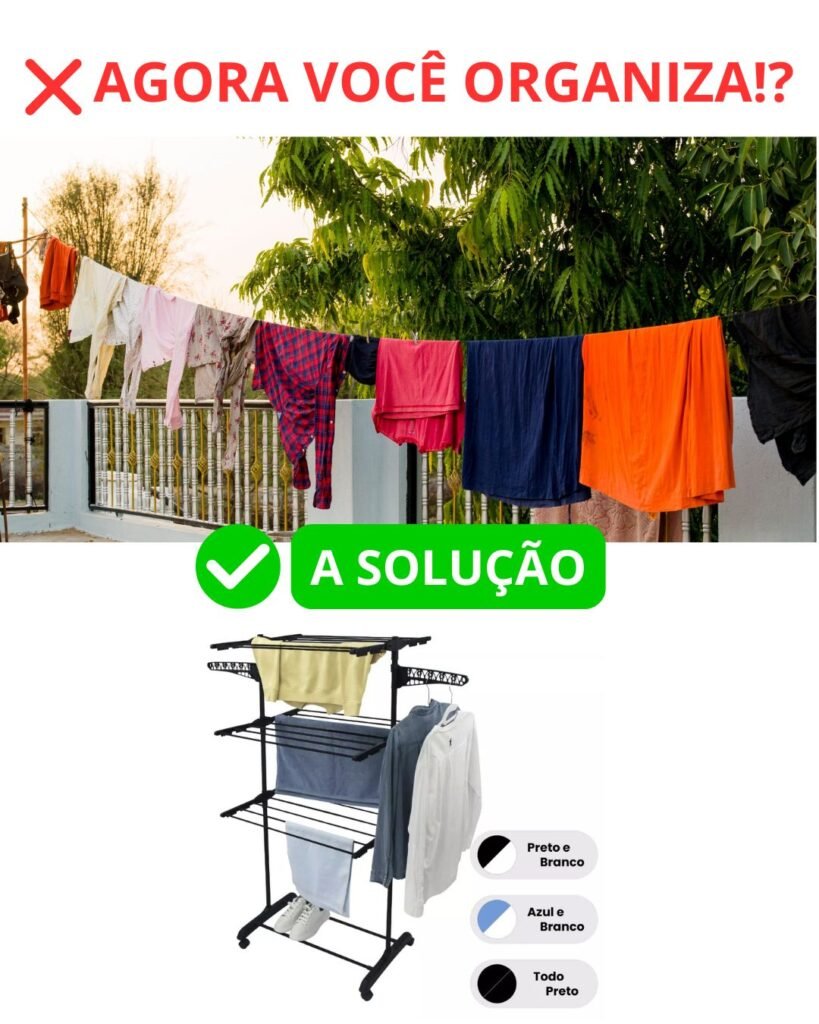 ❌Chega de varais improvisados e roupas espalhadas pela casa!