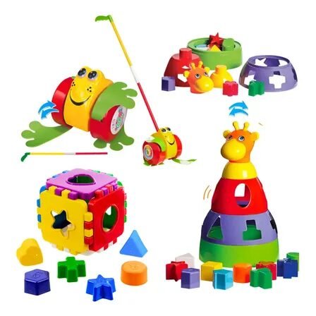 3 Brinquedo Educativo Encaixe Bebe Infantil 1 Ano 12 Meses Colorido