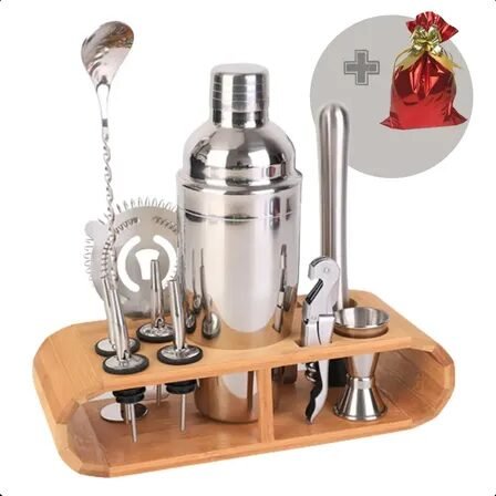 Kit Caipirinha Coqueteleira Profissional Bartender 12 Peças Inox Barman Homebar Drinks Coquetel e Batidinhas Presente Moderna Mix