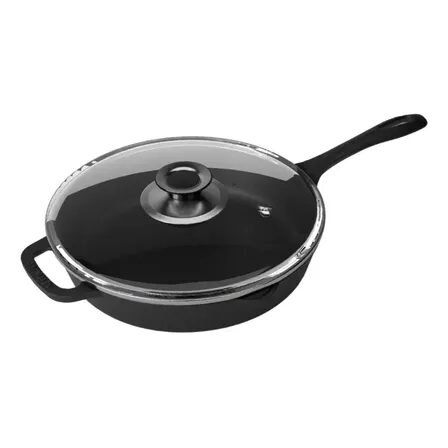 Frigideira Do Chef 30cm Tampa Vidro Ferro Panela Mineira Preto