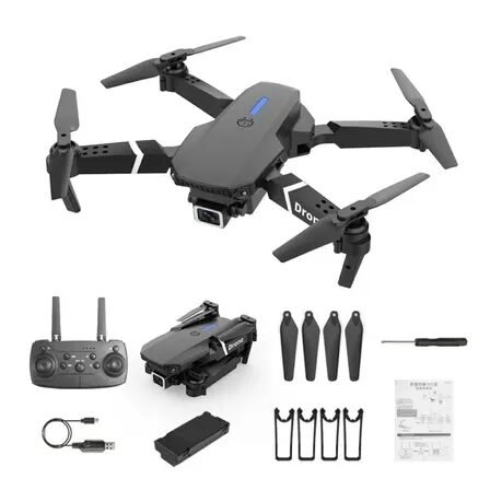Mini Drone Profissional Dual Camera Fotografia 4k E88 Video Preto